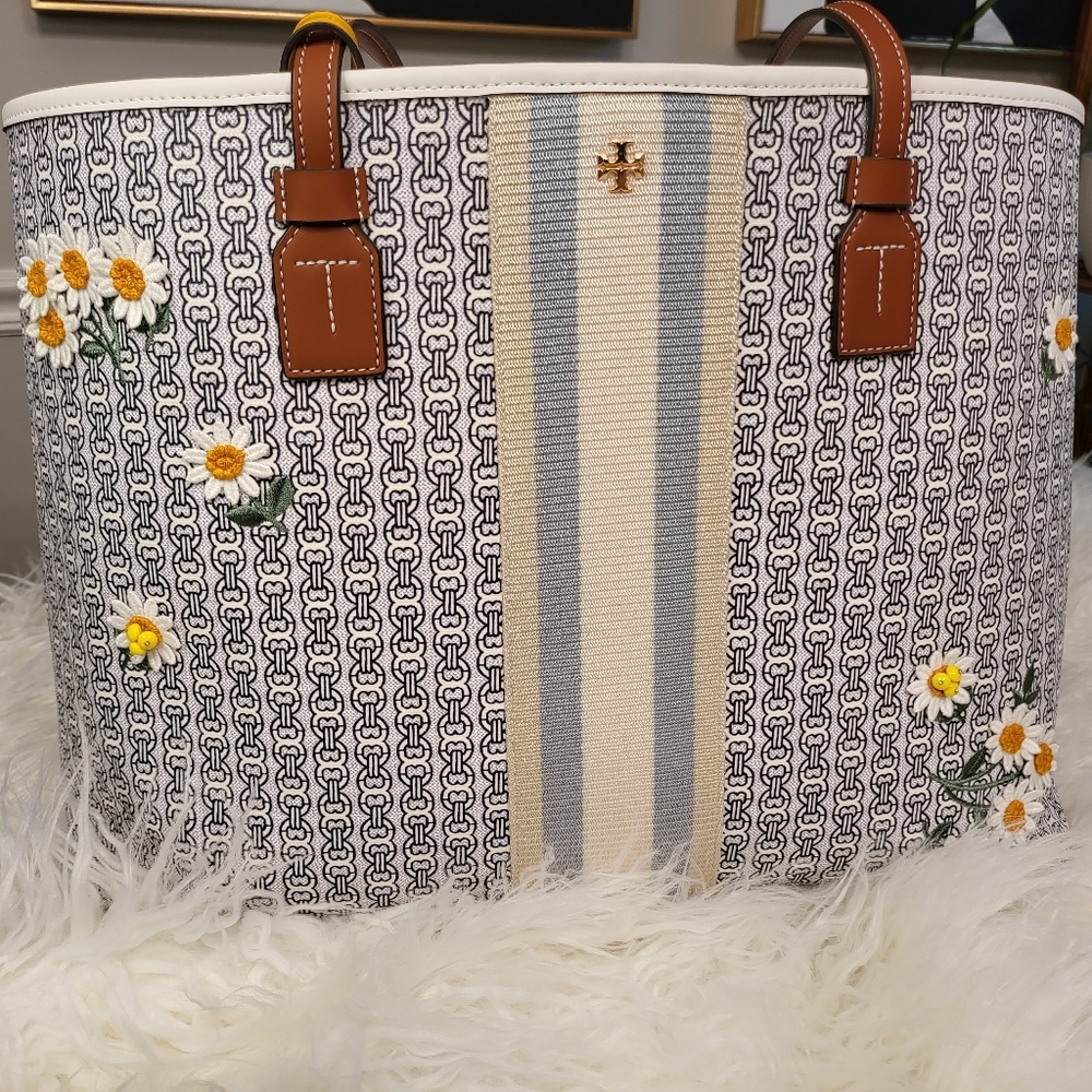 Tory Burch Gemini Link Canvas Applique Tote